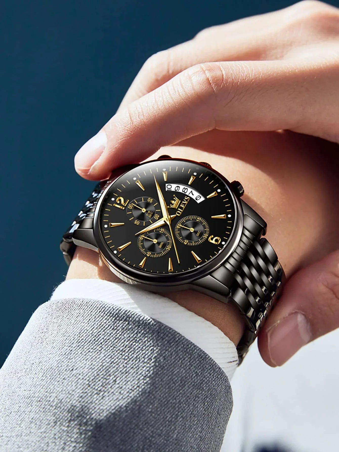 OLEVS Men’s Luxury Stainless Steel Chronograph Watch – Waterproof & Luminous - Dazzling Beauty Solution