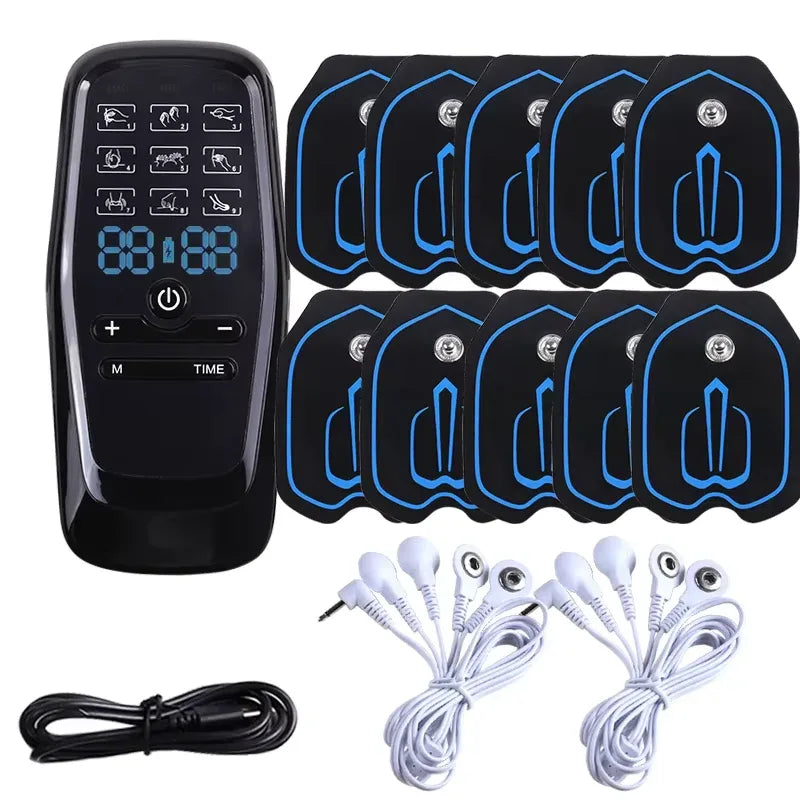 TENS Electric Muscle Stimulator – 6 Modes, 19 Intensity Levels for Pain Relief with Hydrogel Pads & USB Rechargeable - Dazzling Beauty Solution