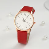 Elegant Women’s Quartz Watch – Minimalist Round Dial, Faux Leather Strap - Dazzling Beauty Solution
