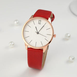 Elegant Women’s Quartz Watch – Minimalist Round Dial, Faux Leather Strap - Dazzling Beauty Solution