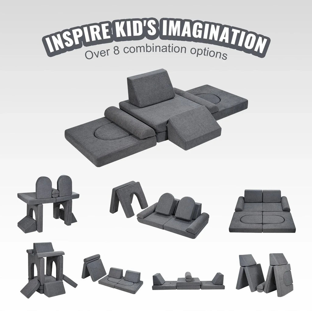 Modular Kids Play Sofa – Soft Suede Convertible Couch for Toddlers - Dazzling Beauty Solution