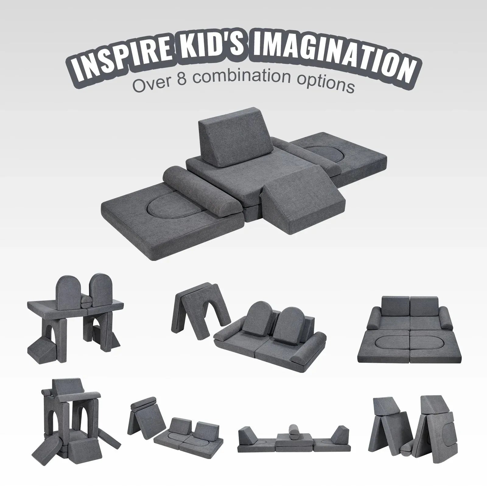 Modular Kids Play Sofa – Soft Suede Convertible Couch for Toddlers - Dazzling Beauty Solution