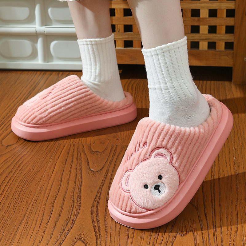EVA Thick-soled Cotton Slippers Cartoon Bear Plush Cotton Slippers - Dazzling Beauty Solution