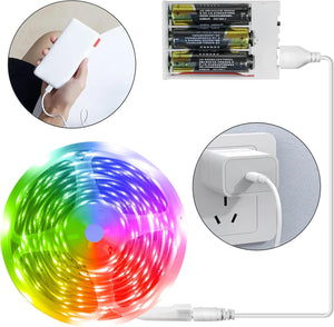 Battery Powered LED Strip Lights 13.2Ft, LED Lights Battery Operated Color Changing Music Sync App Remote Control RGB USB Led for TV, Party, Room Decoration
