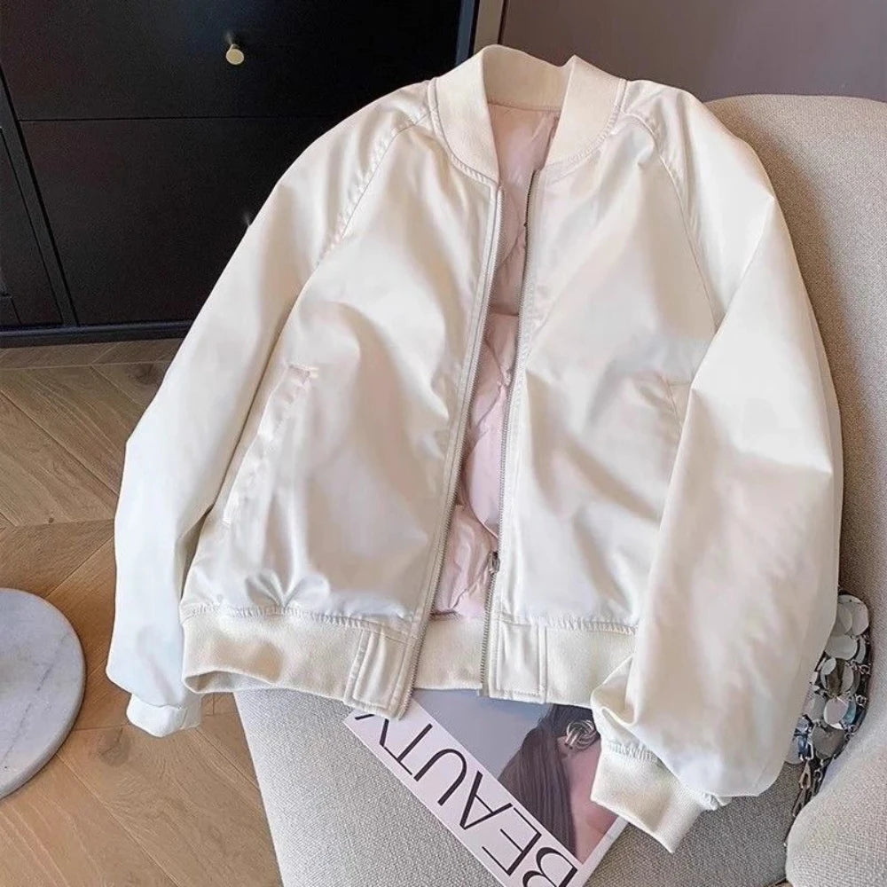 Women’s Cotton Bomber Jacket – Casual Aviator Coat - Dazzling Beauty Solution
