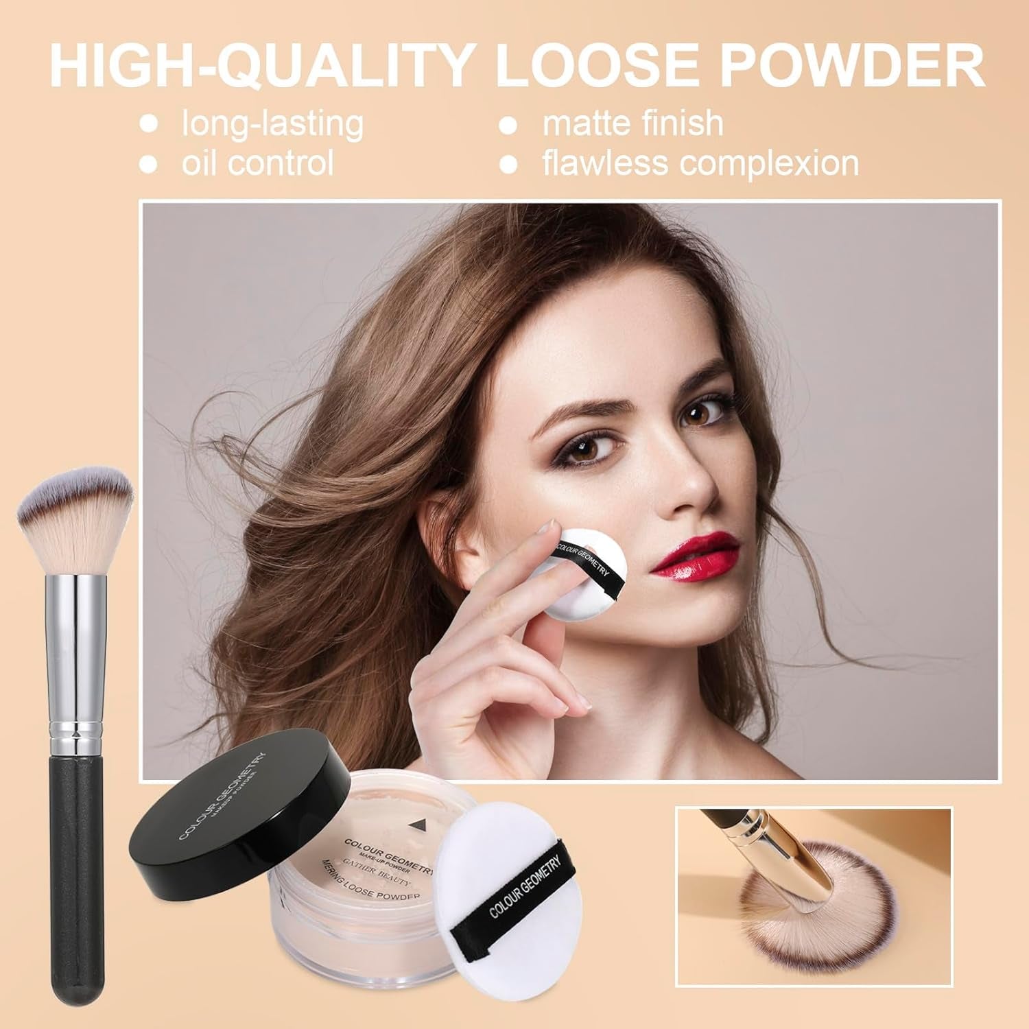 Foundation Kit Full Coverage Foundation Primer Powder Makeup Set Kabuki Makeup Brushes Foundation Brush Powder Brush 3 Pcs Makeup Sponge