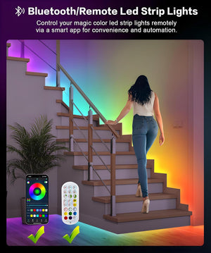 Upgraded Smart IC 32.8Ft LED Lights for Bedroom, Multiple Colors on One Line LED Strip Lights, Bluetooth APP Control Music Sync Color Changing Strip Lights for Room Home Party Decoration