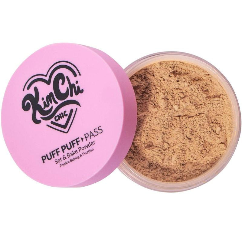 Kimchi Chic Puff Puff Pass Set & Bake Powder with Rice Powder & Vitamin-E, Lightweight & Translucent Makeup, Cosmetic Setting Powder