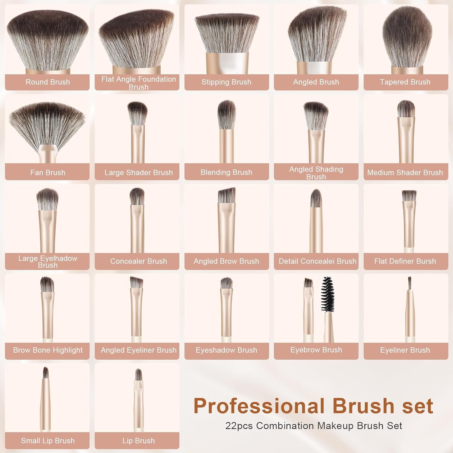 22-Piece Pro Makeup Brush Set with Case & Remover Pads