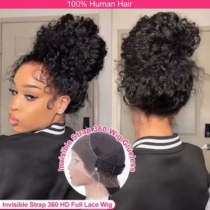 Invisible Strap Snug Fit 360 Full Lace Glueless Wig 30 Inch Water Wave Lace Front Human Hair Wig Deep Wave Hd Lace Frontal Wig
