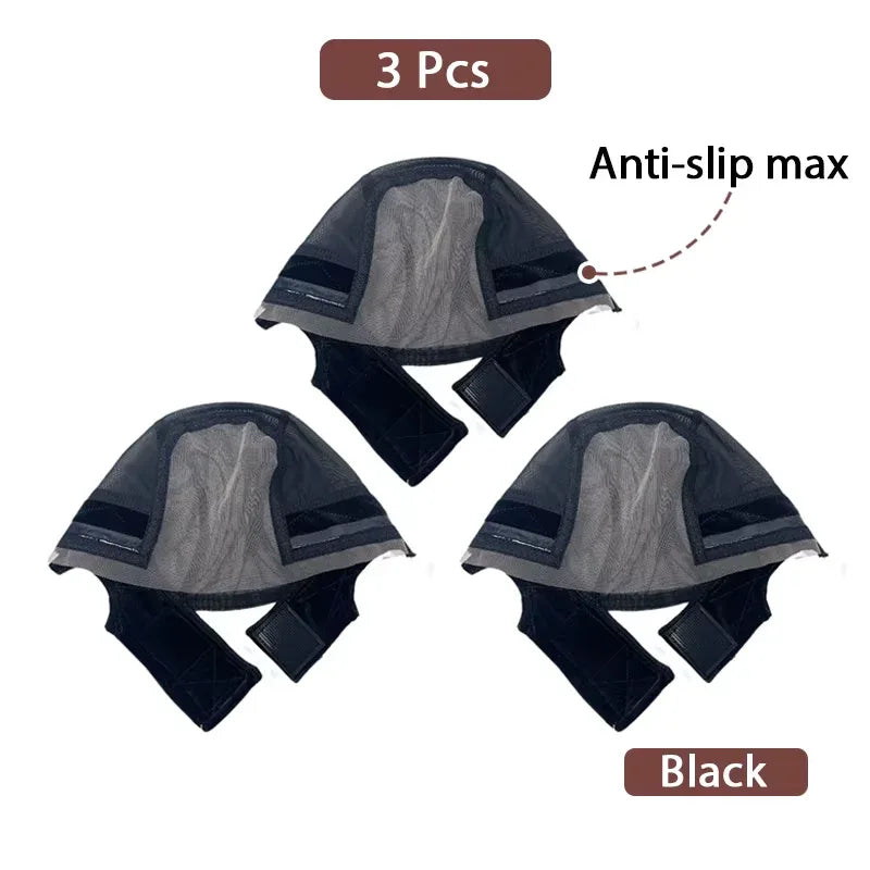 3-Piece Anti-Slip Wig Cap Set – Available in Black, Light, or Brown - Dazzling Beauty Solution
