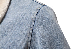Men's Plush Denim Jacket In European Size - Dazzling Beauty Solution