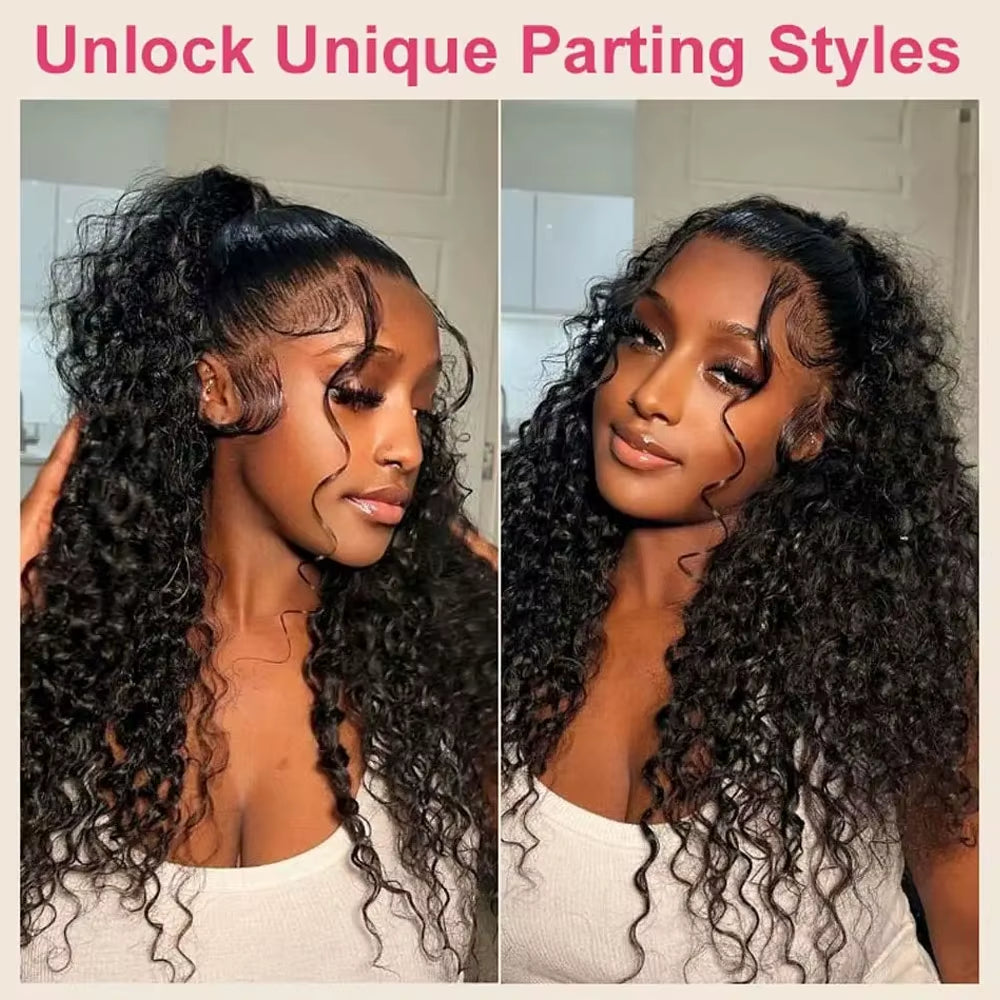 Invisible Strap Snug Fit 360 Full Lace Glueless Wig 30 Inch Water Wave Lace Front Human Hair Wig Deep Wave Hd Lace Frontal Wig