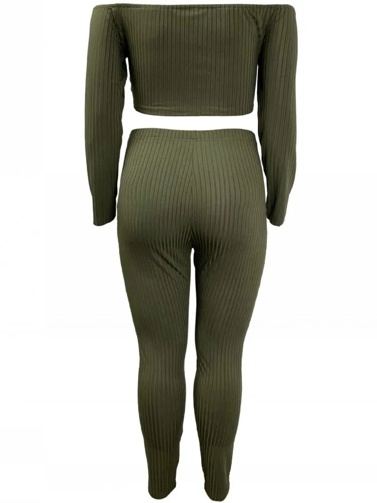 Plus Size Women’s 2-Piece Set – Long Sleeve Top & Pants - Dazzling Beauty Solution