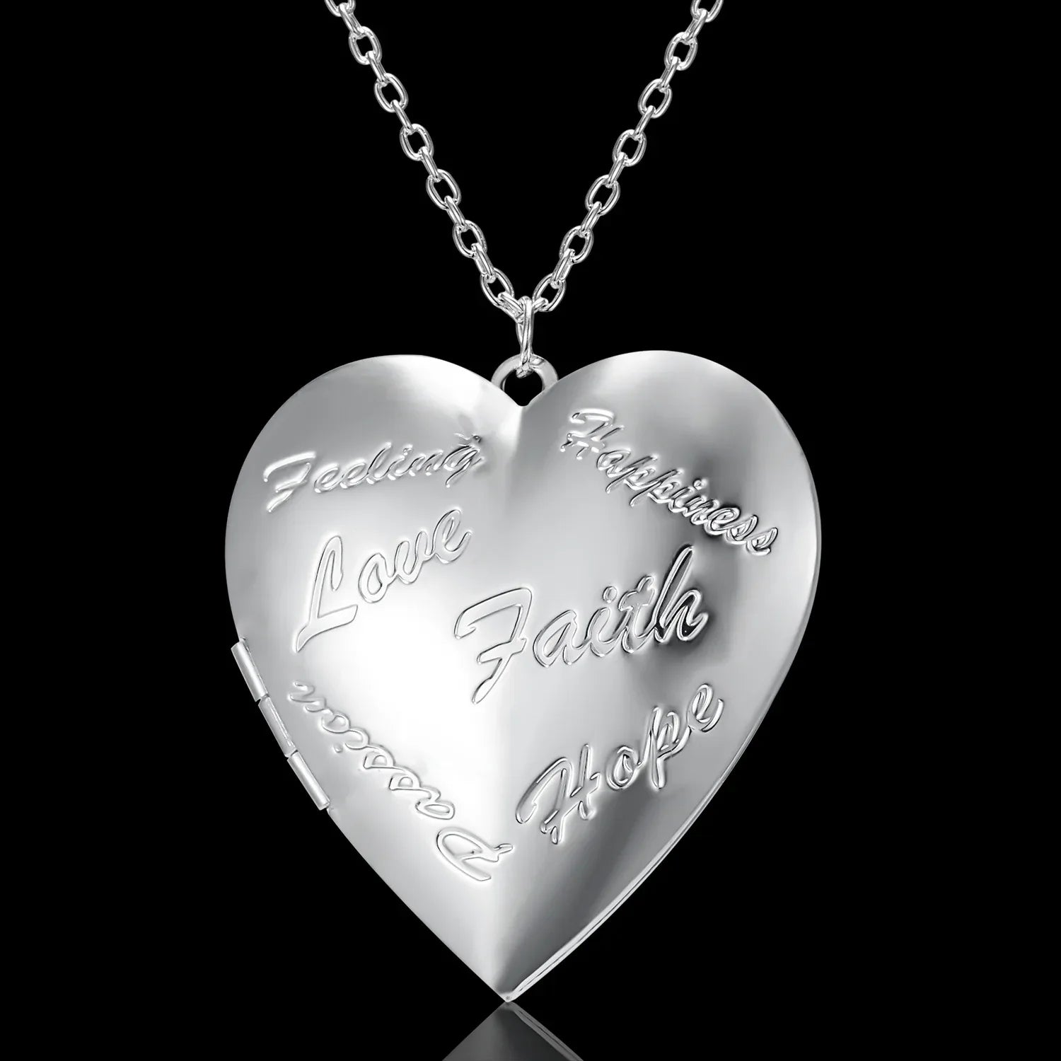 Carved Design Love Necklace Personalized Heart-shaped Photo Frame Pendant Necklace For Women Family Jewelry For Valentine's Day - Dazzling Beauty Solution