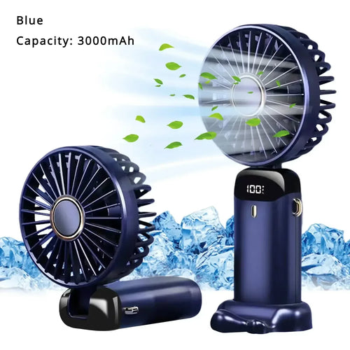 5000Mah Portable Fan Rechargeable 90° Foldable 5 Speed Mini Air Conditioner Small Fan Air Cooler with LED Digital Display - Dazzling Beauty Solution