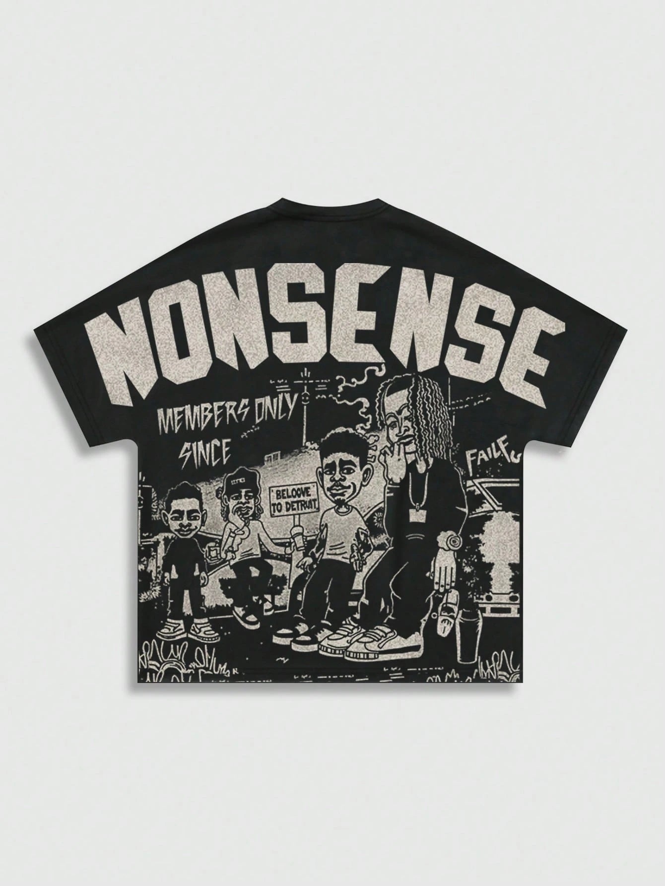 ROMWE MEN Street Life 1Pc Men'S Street Figure Batwing Short Sleeve Crew Neck Casual T-Shirt