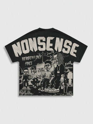 ROMWE MEN Street Life 1Pc Men'S Street Figure Batwing Short Sleeve Crew Neck Casual T-Shirt