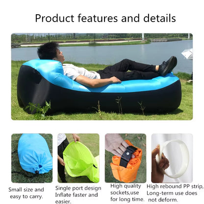 Waterproof Lazy Air Inflatable Sofa Portable Outdoor Beach Air Sofa Bed Sleeping Bag Bed Oxford Cloth