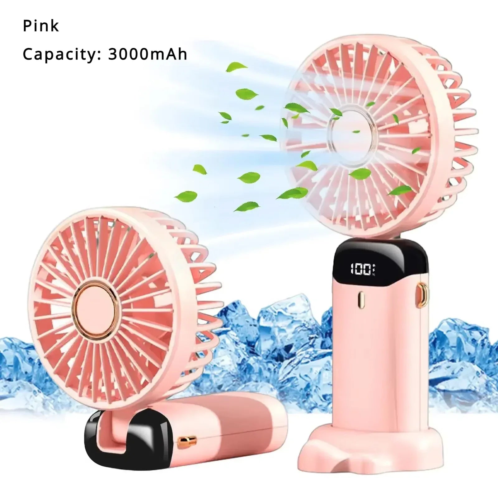 5000Mah Portable Fan Rechargeable 90° Foldable 5 Speed Mini Air Conditioner Small Fan Air Cooler with LED Digital Display - Dazzling Beauty Solution