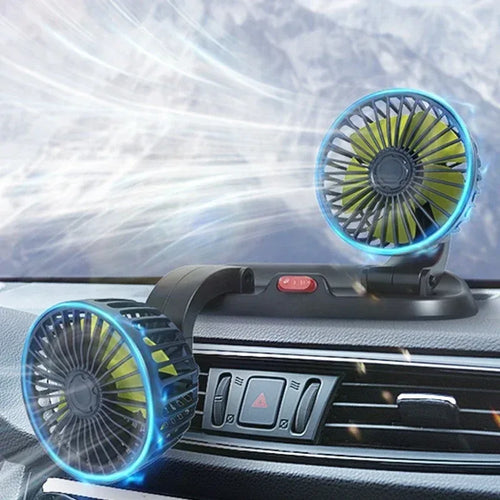 Car Flash F410 Car Double-Head Folding Fan Rotatable Rotatable Head Fan Gently Circulates Large Air Fan - Dazzling Beauty Solution