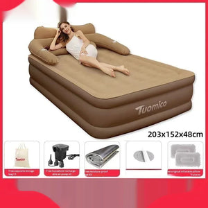 Queen Size Inflatable Bed with Backrest 203x152x48cm - Portable Camping Air Mattress - Dazzling Beauty Solution