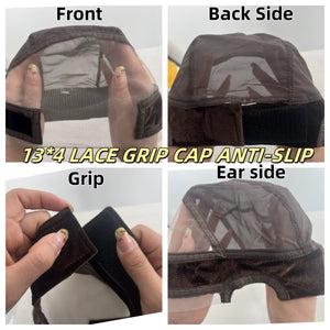 Wig Cap with Grip Band for Keeping Wigs in Place, More Full Cap-Wide Transparent Lace for Lace Front Wigs