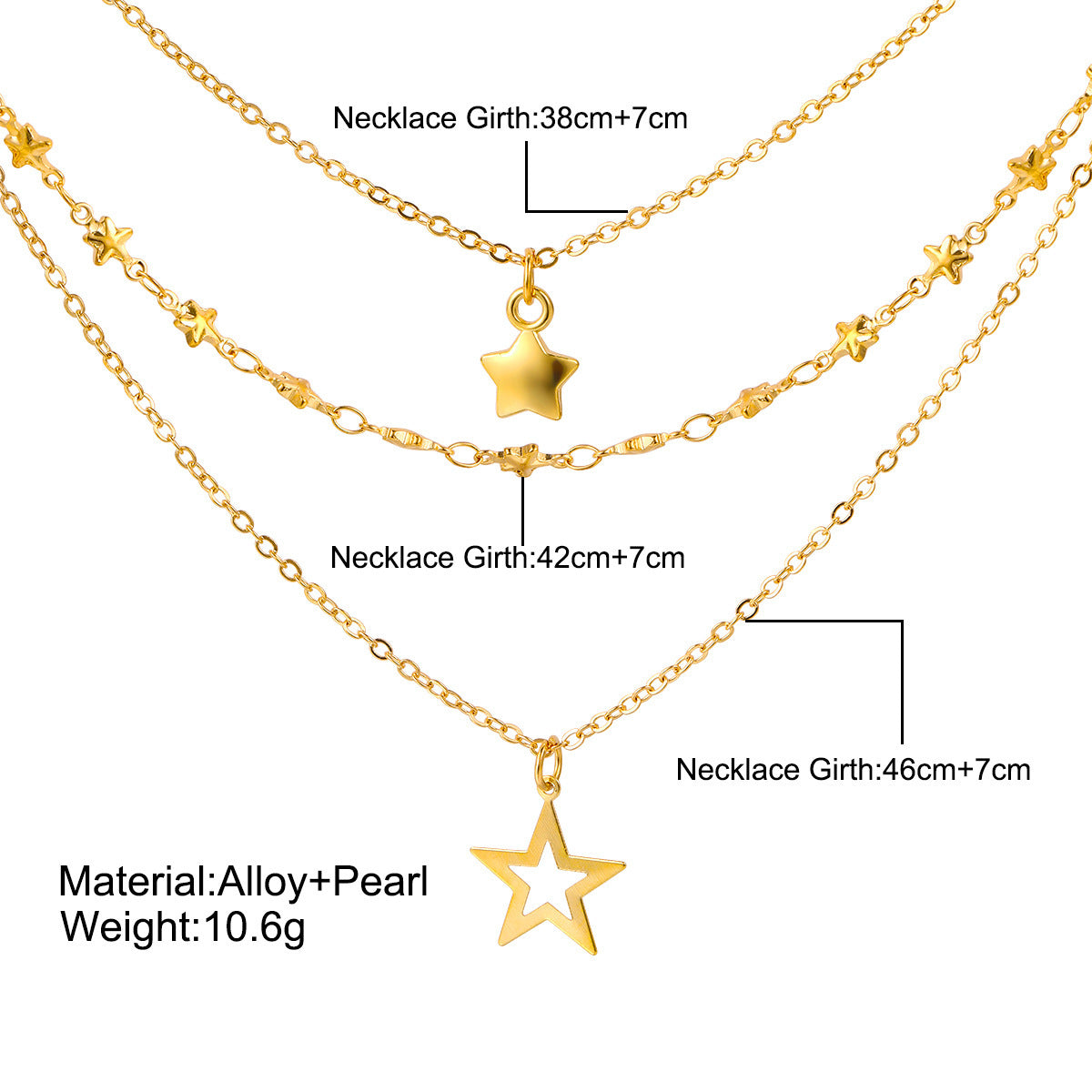 Ins Style Star Pendant Necklace – Women’s Alloy Water Wave Chain - Dazzling Beauty Solution