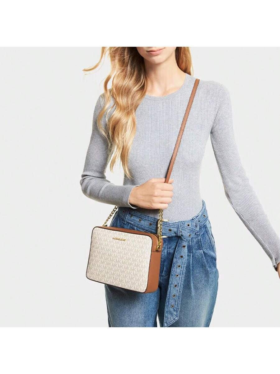 Michael Kors Jet Set Large Crossbody Bag Women Camera Bag Printed Logo Ladies Shoulder Bags for Women Casual Dress Bag Purses and Bags Women Bag