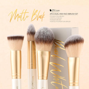 Makeup Brushes Duo End Foundation Contour Powder and Buffer Brush Bronzer Double Makeup Brush Set 2Pcs White