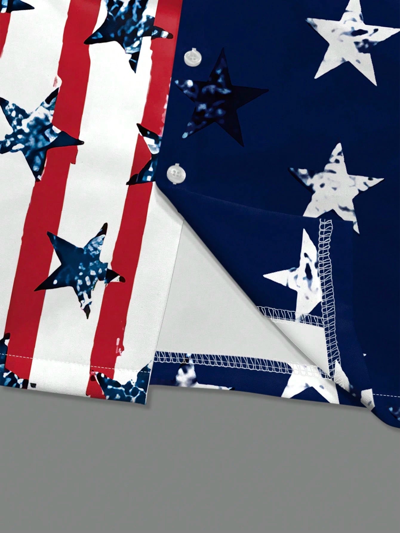 Manfinity Homme Men'S Summer USA Flag Printed Short Sleeve Single-Breasted Casual Shirt for 4Th of July