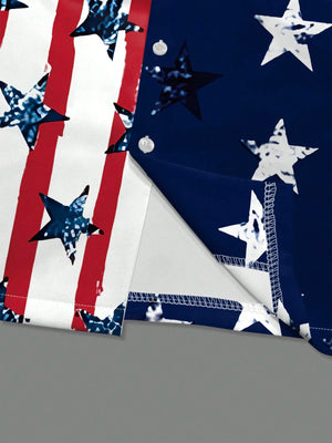 Manfinity Homme Men'S Summer USA Flag Printed Short Sleeve Single-Breasted Casual Shirt for 4Th of July
