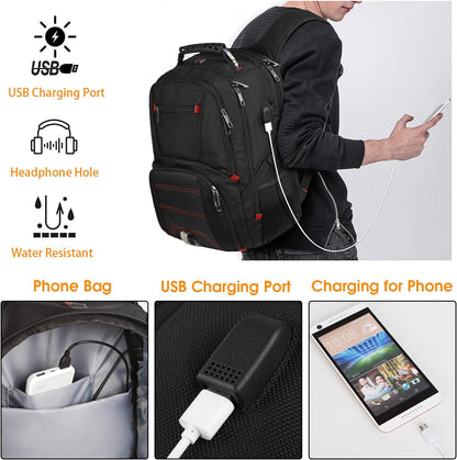 Travel Laptop Backpack, Extra Large Backpack for Men Women with USB Charging Port, TSA Friendly Heavy Duty Big Business Computer Bag Tech Backpacks Bag Fit 17 Inch Laptops, RFID Backbag