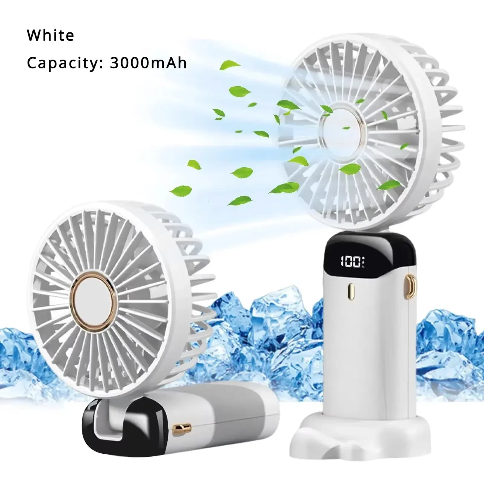 5000Mah Portable Fan Rechargeable 90° Foldable 5 Speed Mini Air Conditioner Small Fan Air Cooler with LED Digital Display - Dazzling Beauty Solution