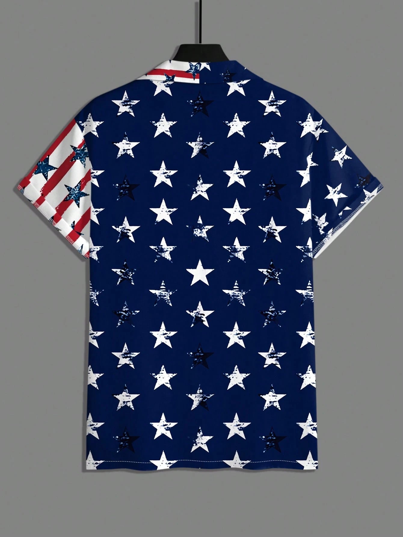 Manfinity Homme Men'S Summer USA Flag Printed Short Sleeve Single-Breasted Casual Shirt for 4Th of July