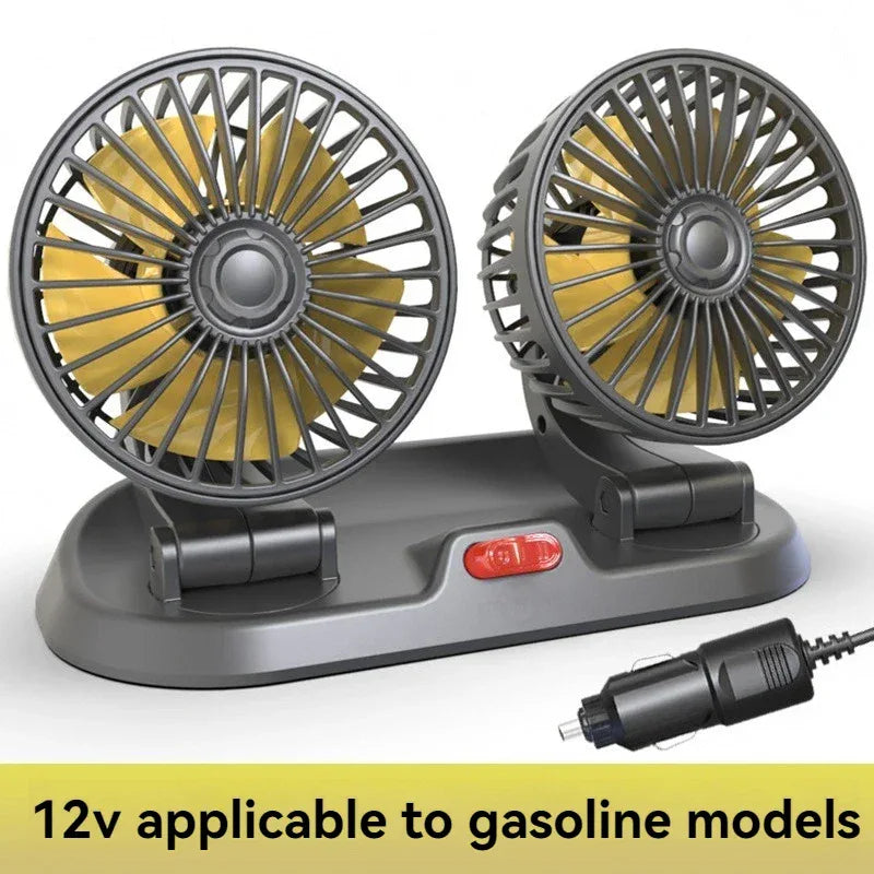 Car Flash F410 Car Double-Head Folding Fan Rotatable Rotatable Head Fan Gently Circulates Large Air Fan - Dazzling Beauty Solution