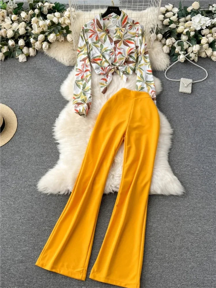Women’s Vintage Print Pantsuit 2-Piece Set - Dazzling Beauty Solution