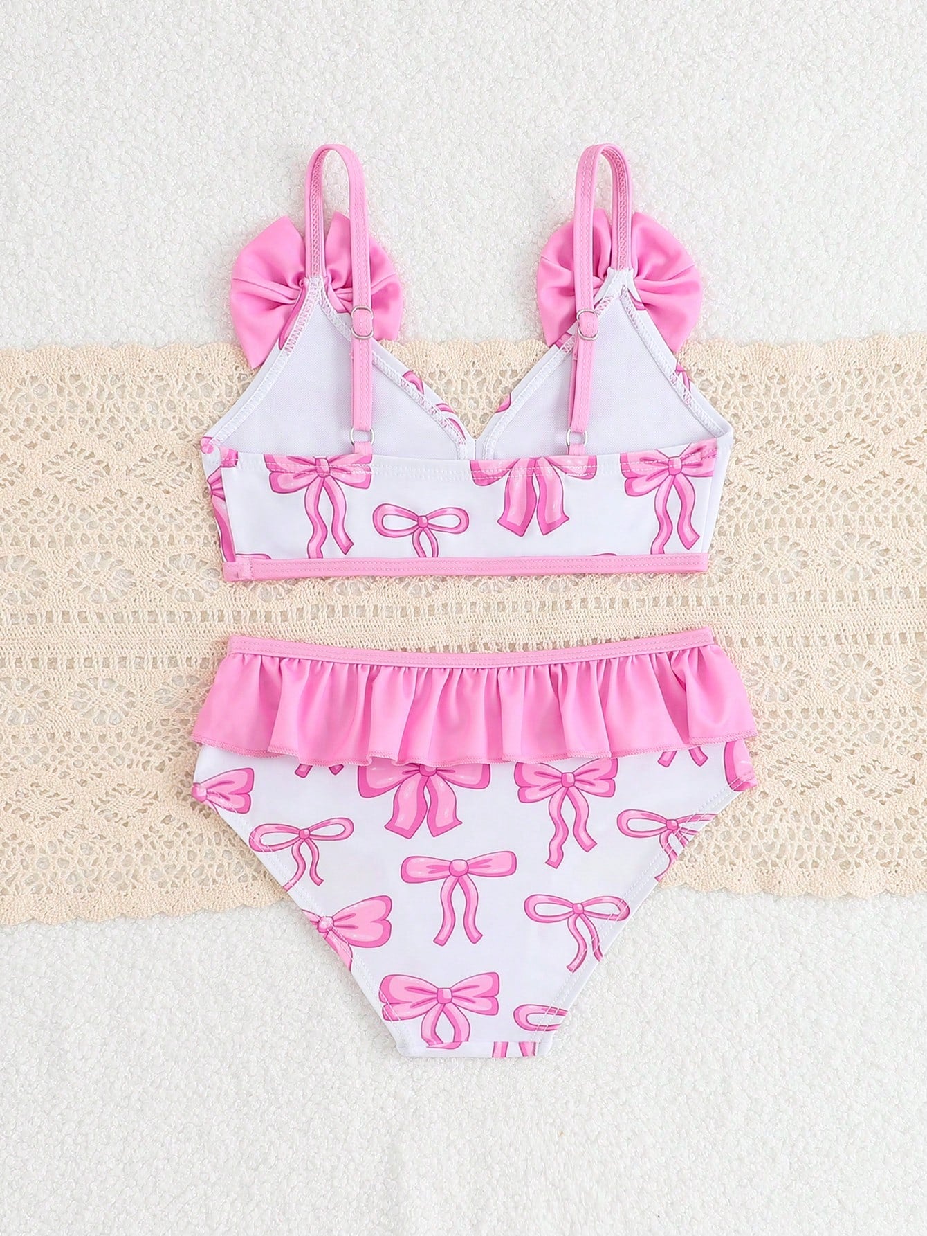 Young Girl Spaghetti Strap Tank Top & Triangle Swim Bottoms, Fashion Summer Swimsuit Set