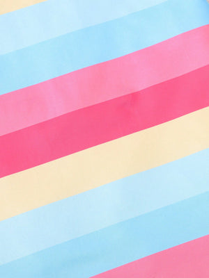 Tween Girls Casual Fitted Striped Color-Block Polo Collar Short Sleeve Knit Dress