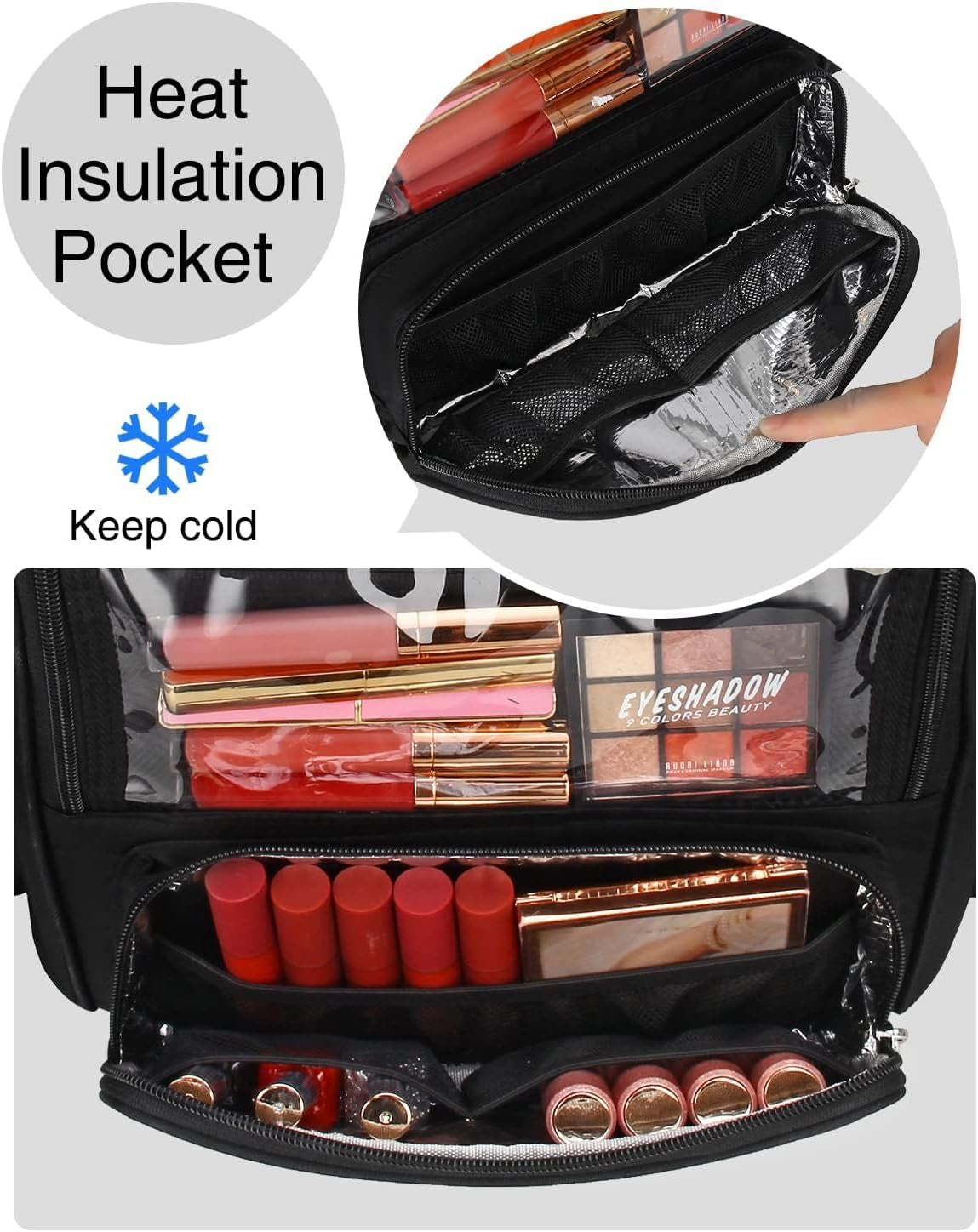 Makeup Brush Bag Extra Large Makeup Brush Case with 4 Small Bags Professional Makeup Artist Brush Holder Stand up Organizer for Travel with Adjustable Dividers and Shoulder Strap