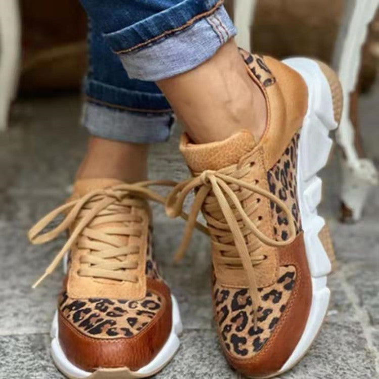 Platform Low-top Casual Shoes Round Toe Front Lace-up Color Matching - Dazzling Beauty Solution