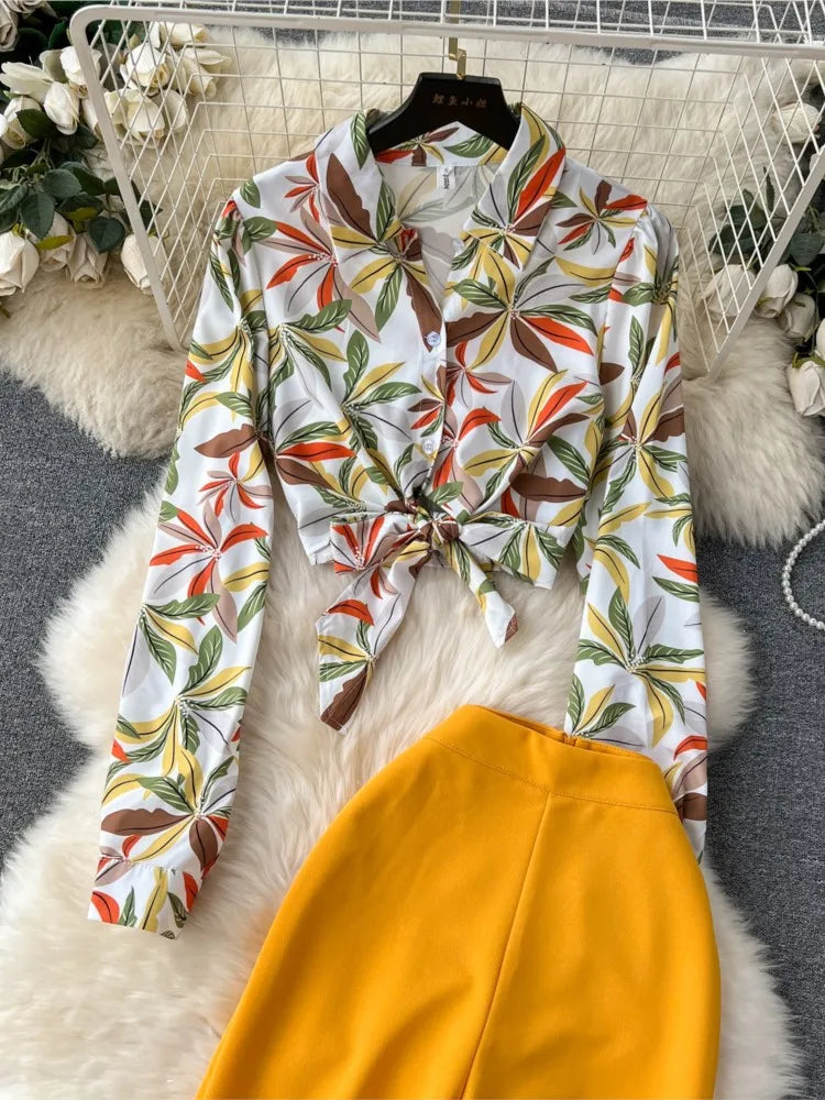 Women’s Vintage Print Pantsuit 2-Piece Set - Dazzling Beauty Solution