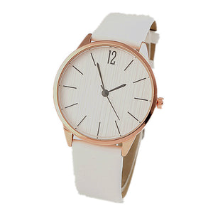 Elegant Women’s Quartz Watch – Minimalist Round Dial, Faux Leather Strap - Dazzling Beauty Solution