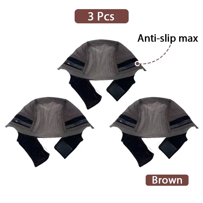 3-Piece Anti-Slip Wig Cap Set – Available in Black, Light, or Brown - Dazzling Beauty Solution