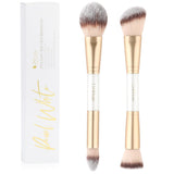 Makeup Brushes Duo End Foundation Contour Powder and Buffer Brush Bronzer Double Makeup Brush Set 2Pcs White