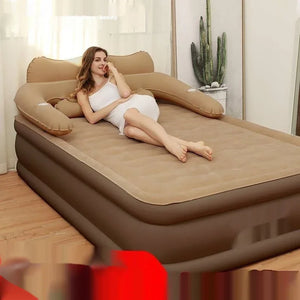 Queen Size Inflatable Bed with Backrest 203x152x48cm - Portable Camping Air Mattress - Dazzling Beauty Solution