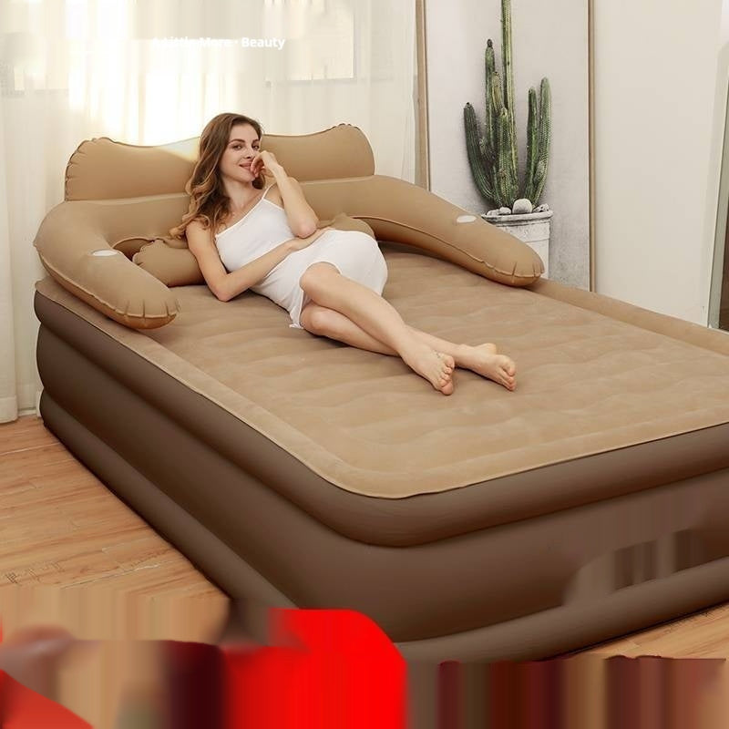 Queen Size Inflatable Bed with Backrest 203x152x48cm - Portable Camping Air Mattress