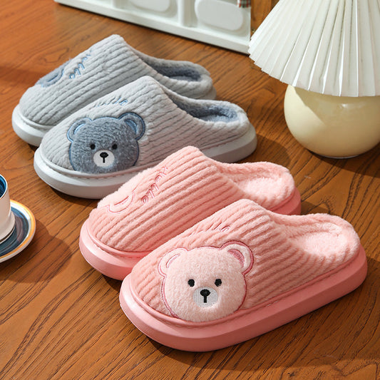 EVA Thick-soled Cotton Slippers Cartoon Bear Plush Cotton Slippers - Dazzling Beauty Solution