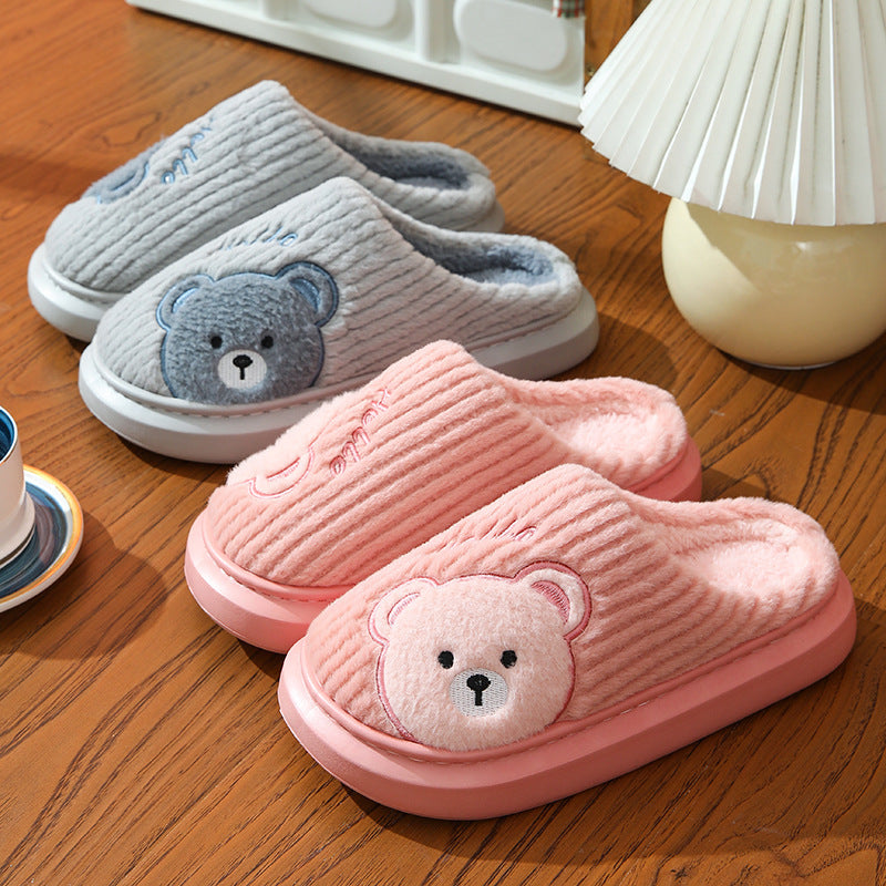 EVA Thick-soled Cotton Slippers Cartoon Bear Plush Cotton Slippers - Dazzling Beauty Solution