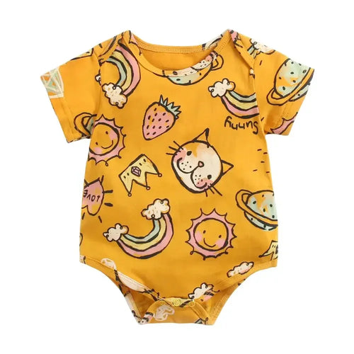Baby Boys Girls Bodysuits Summer Cotton Toddler Clothes Cartoon Unisex Short Sleeve - Dazzling Beauty Solution